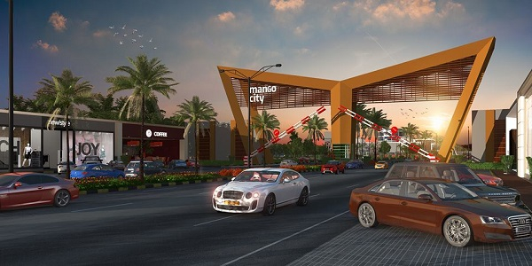 Phối cảnh đường nội khu và cổng chào dự án đất nền Mango City Cam Lâm Phối cảnh đường nội khu và cổng chào dự án đất nền Mango City Cam Lâm